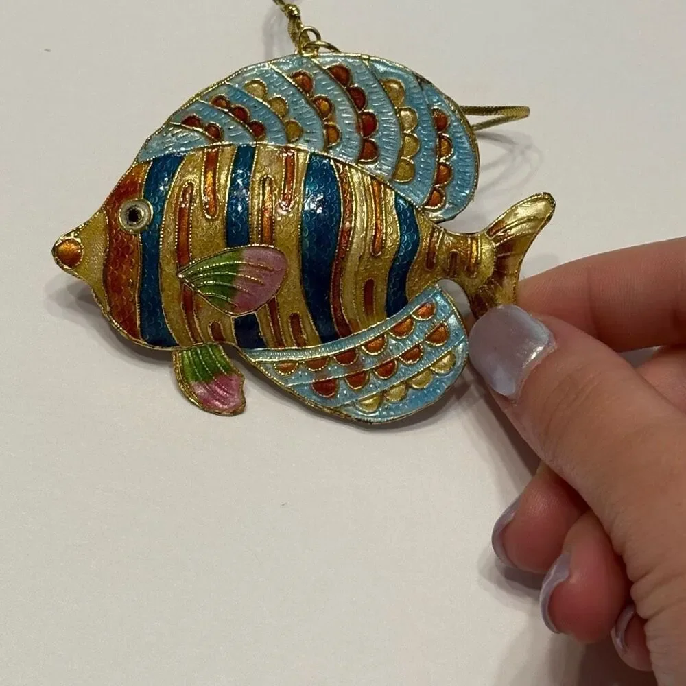 Victorian Enameling Tropical Sea Fish Gold Plated Decoration Christmas Ornament
